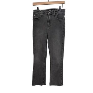 BDG Urban‎ Outfitters Kick Flare High Rise Cropped Jeans Washed Black 27 Raw Hem